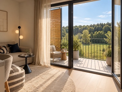 bytu 1KK s balkonem a výhledem na řeku | Resort Hluboká